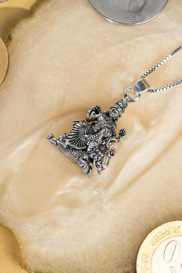 Laxmi on Hatiji Oxidized Pendant with Chain