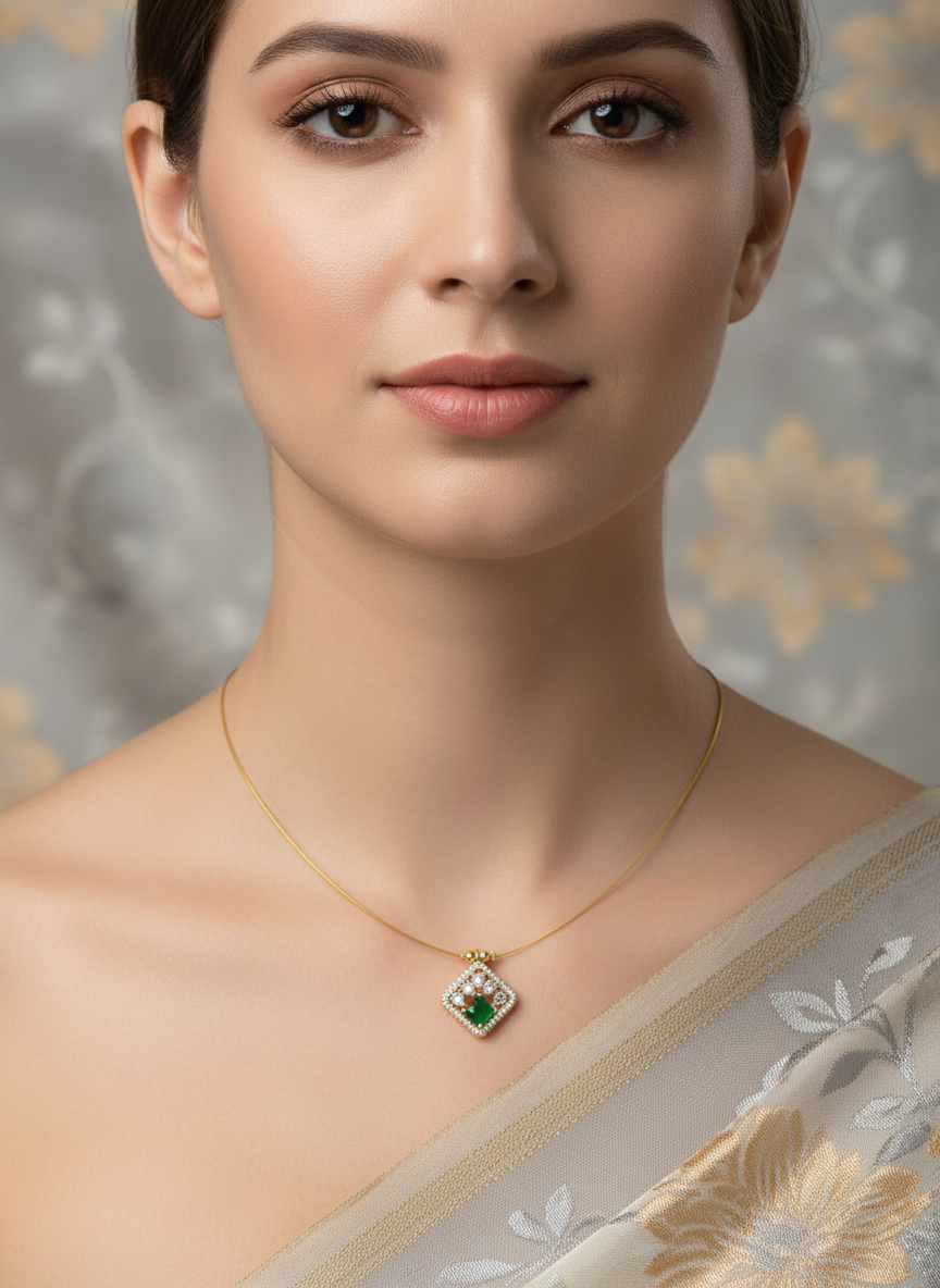 Emerald Radiance Diamond Pendant Necklace