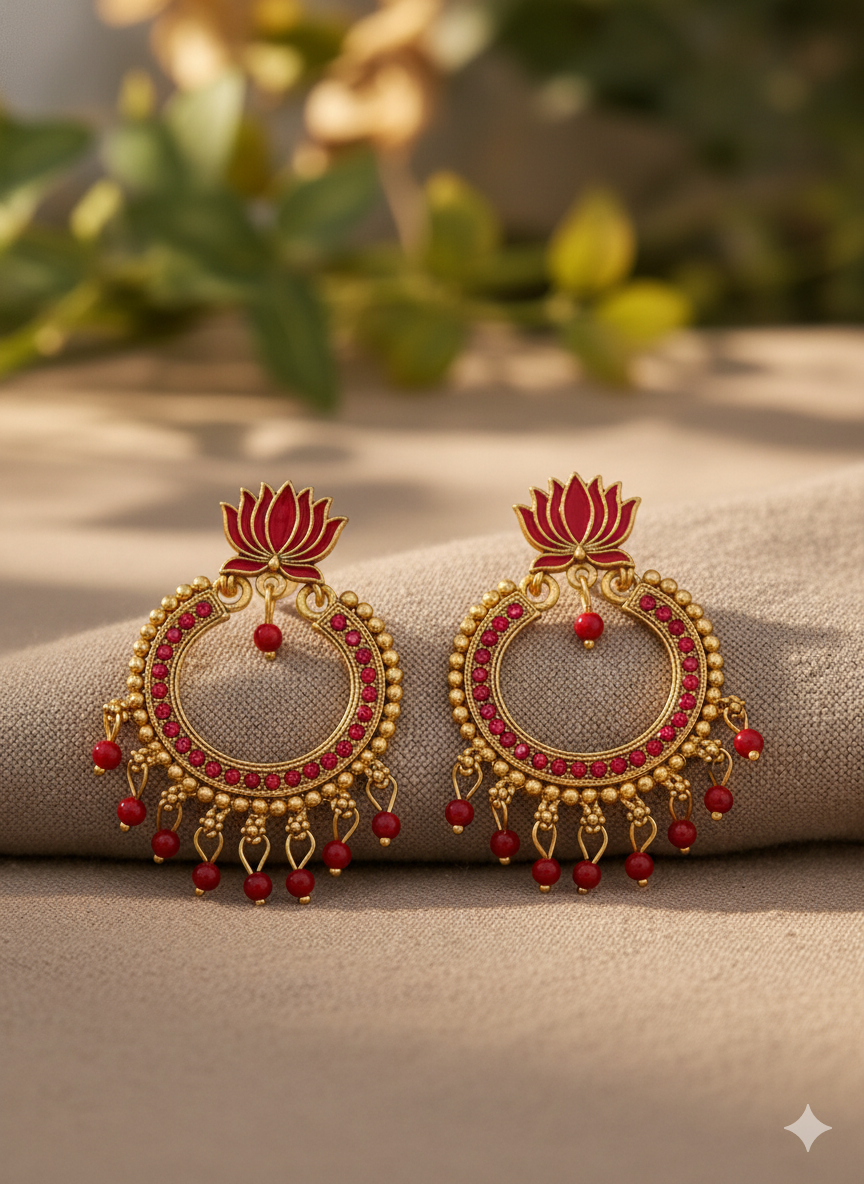 Lotus Rouge Chandbali Earrings