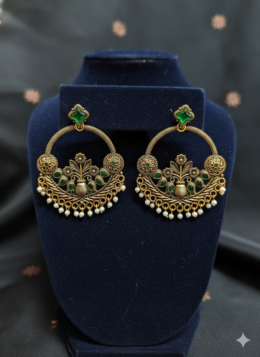 Royal Blossom Antique Chandbali Earrings