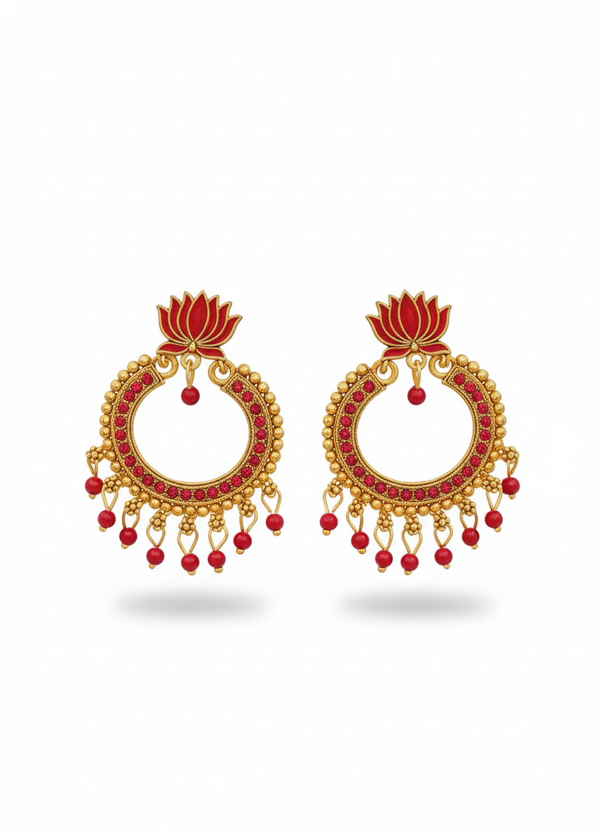 Lotus Rouge Chandbali Earrings