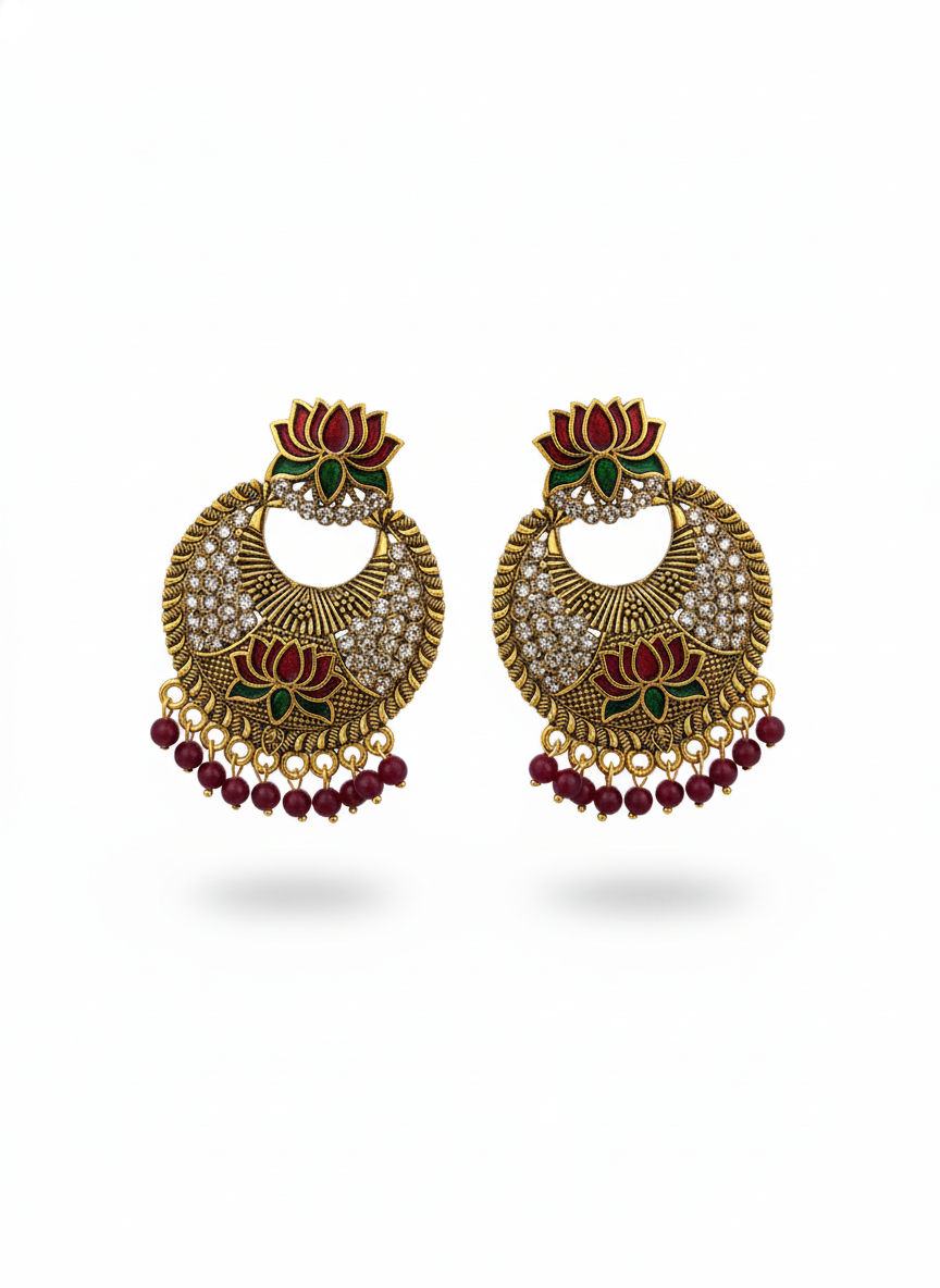 Ruby Lotus Royal Chandbali red