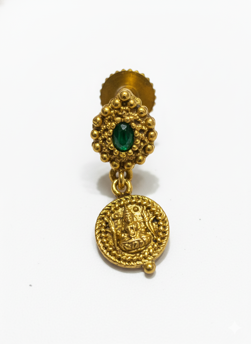 Lakshmi Coin Temple Necklace Set with Earring