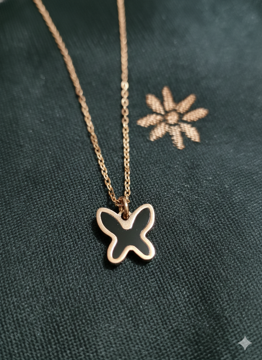 Midnight Butterfly Charm Necklace