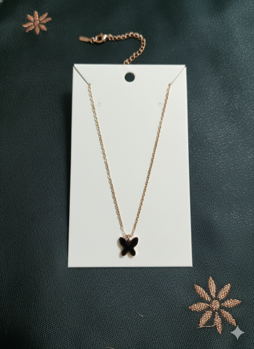 Midnight Butterfly Charm Necklace