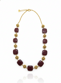Regal Garnet Gold Bead Necklace