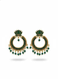 Lotus Radiance Chandbali Earrings green