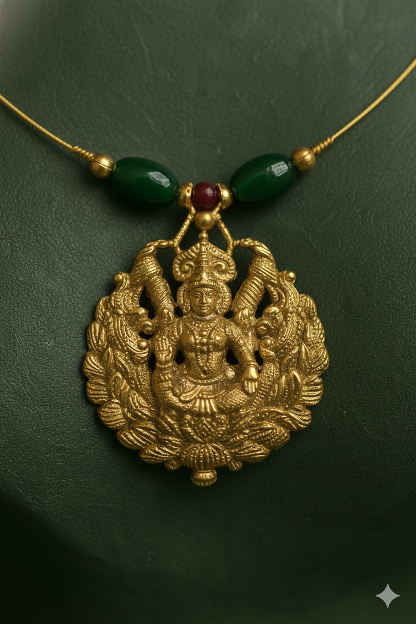 Heritage Lakshmi Temple Pendant Necklace