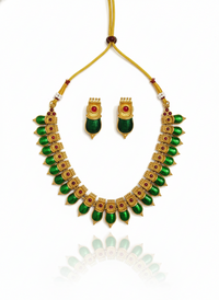 Royal Emerald & Ruby Temple Necklace Set