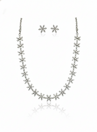 Diamond Blossom Necklace & Stud Earring Set