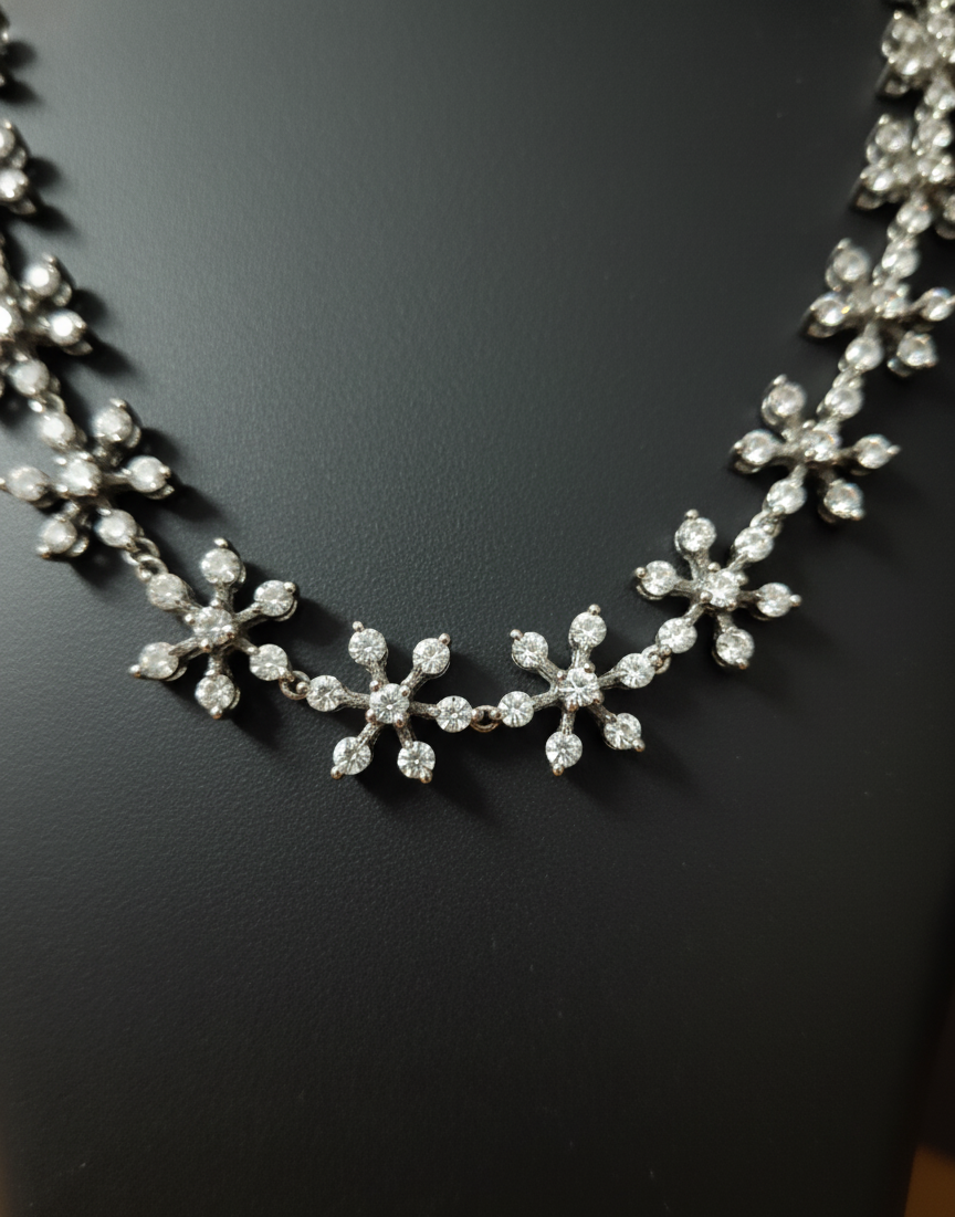 Diamond Blossom Necklace & Stud Earring Set