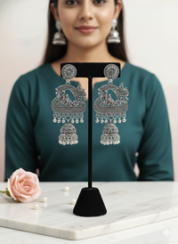 Radha Krishna Oxidized Heritage Jhumkas
