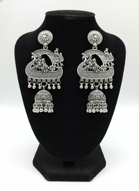 Radha Krishna Oxidized Heritage Jhumkas