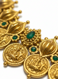 Lakshmi Coin Temple Necklace Set with Earring