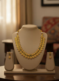 Lakshmi Coin Temple Necklace Set with Earring