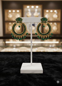 Lotus Radiance Chandbali Earrings green