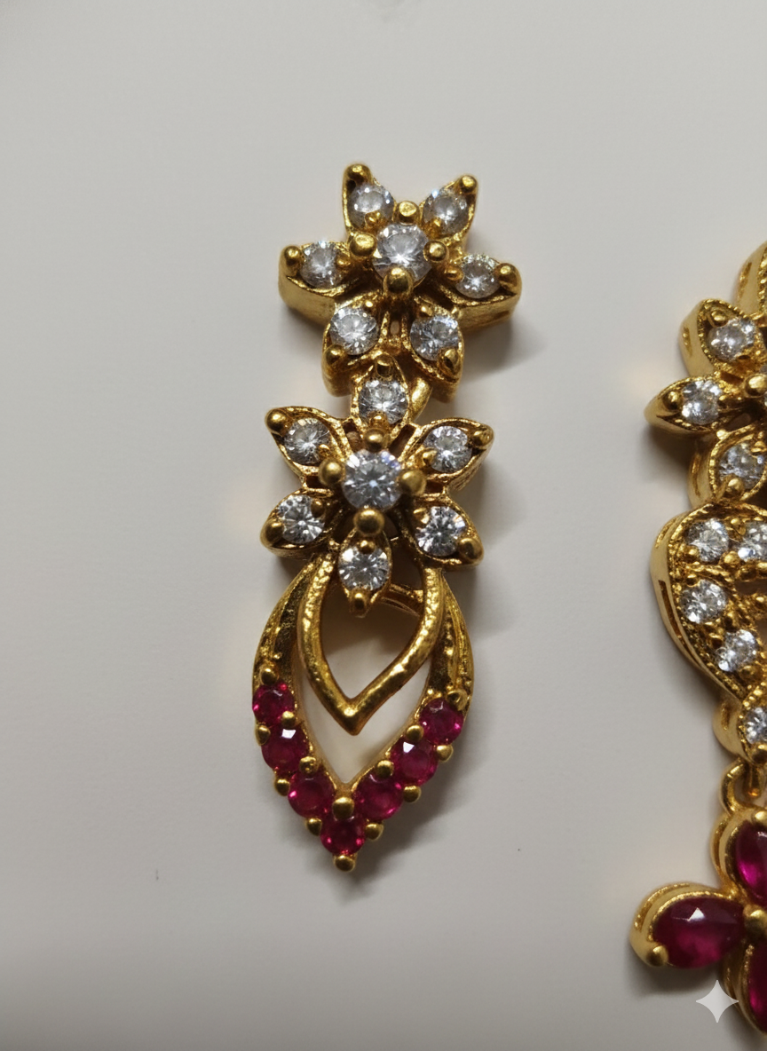 Ruby Petal Sparkle Necklace Set