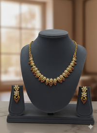 Ruby Petal Sparkle Necklace Set