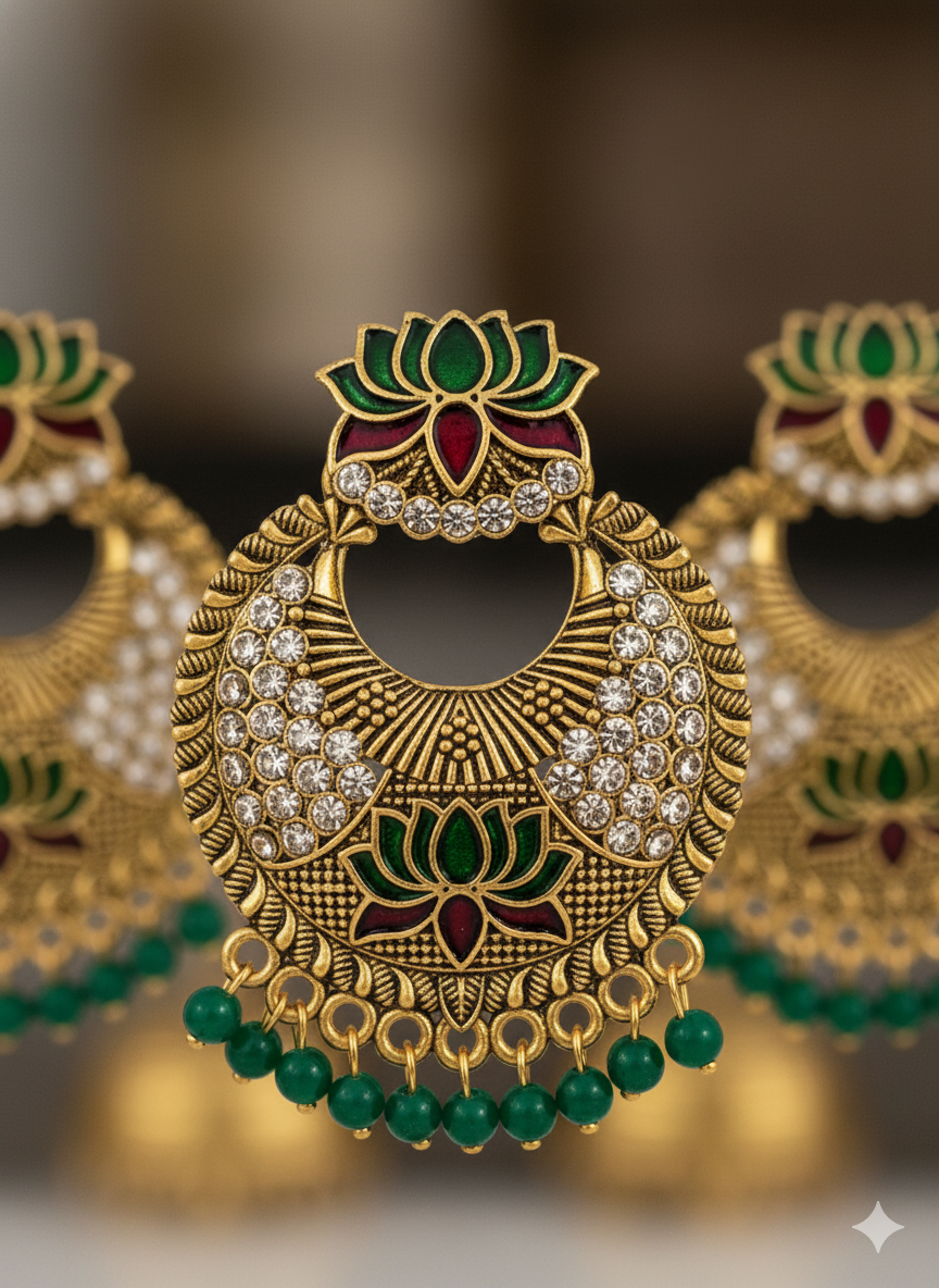 Regal Lotus Heritage Chandbali green