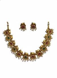 Maharaja Elephant Temple Necklace Set