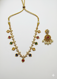 Navratna Floral Harmony Necklace Set