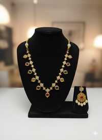 Navratna Floral Harmony Necklace Set