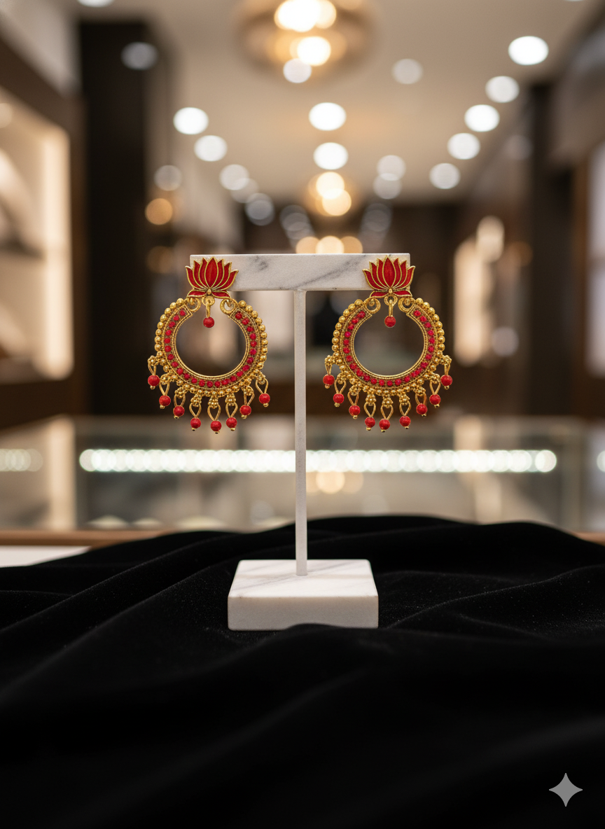 Lotus Rouge Chandbali Earrings