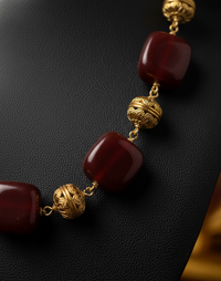 Regal Garnet Gold Bead Necklace