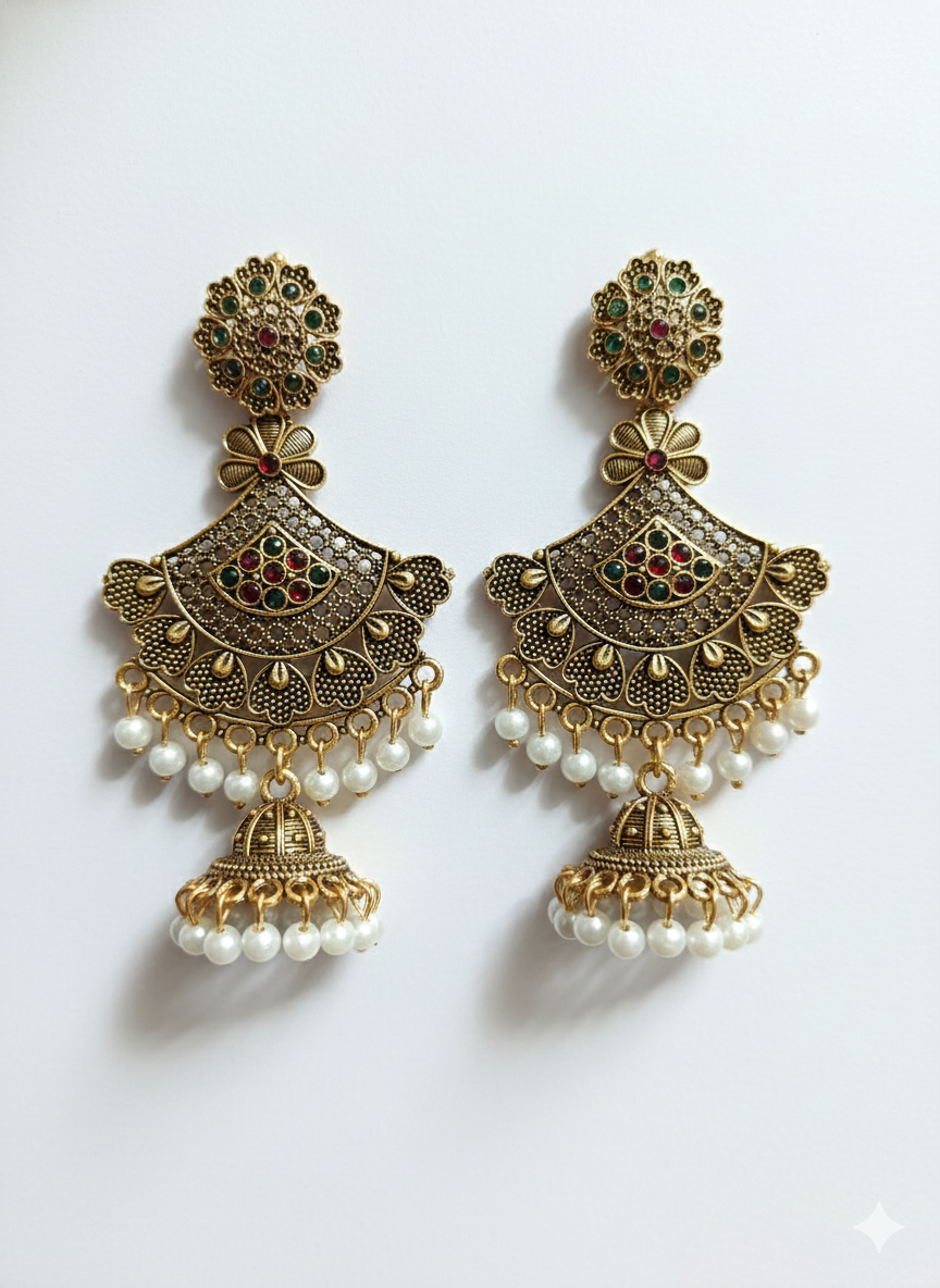 Regal Temple Bell Jhumka Chandbalis