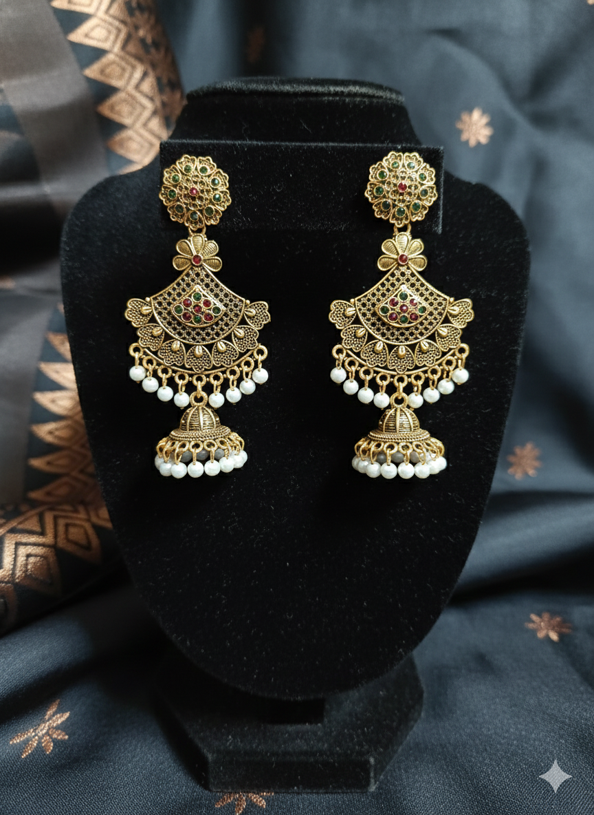 Regal Temple Bell Jhumka Chandbalis