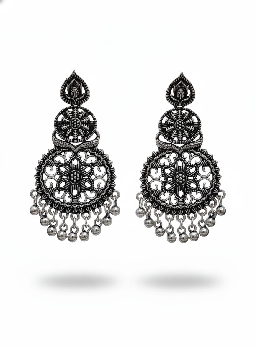 Vintage Flora Oxidized Chandbali