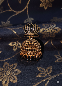 Black Lotus Jhumka Earrings
