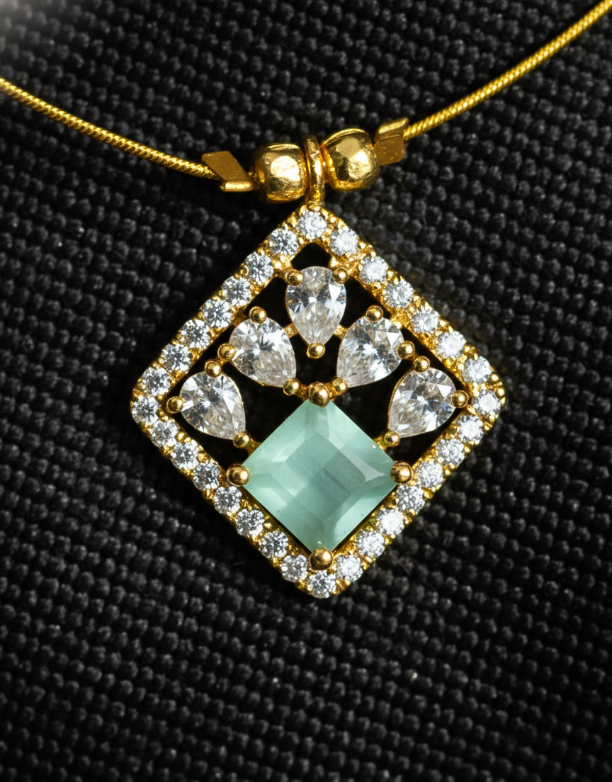 Mint Aura Diamond Pendant Necklace