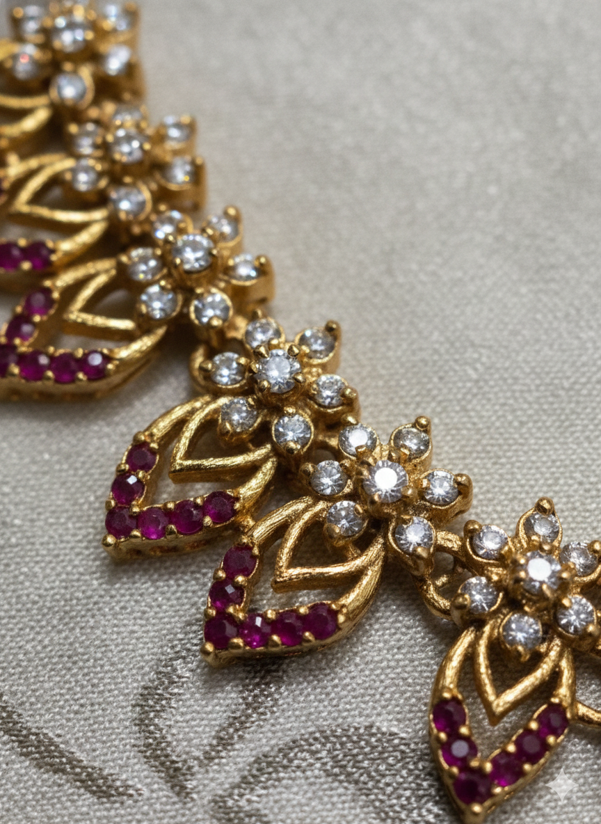 Ruby Petal Sparkle Necklace Set