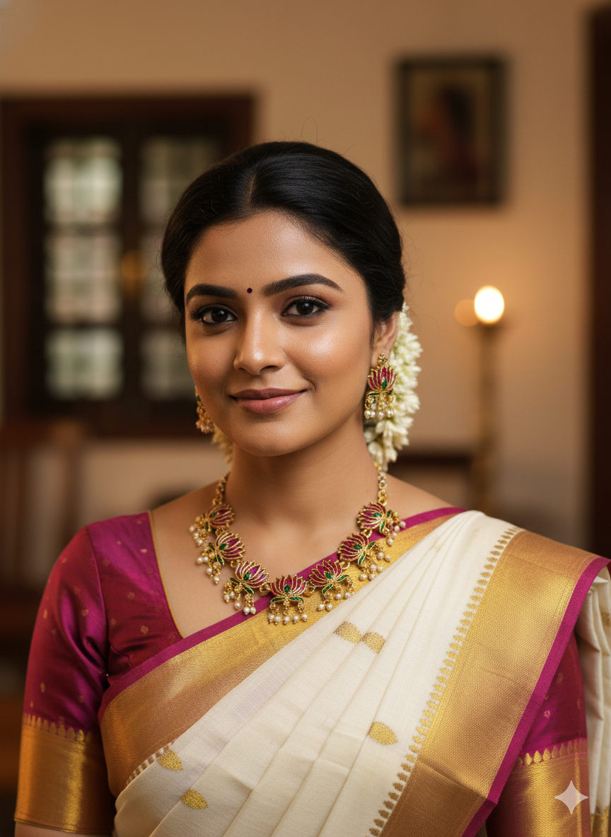 Lotus Radiance Pearl Necklace Set