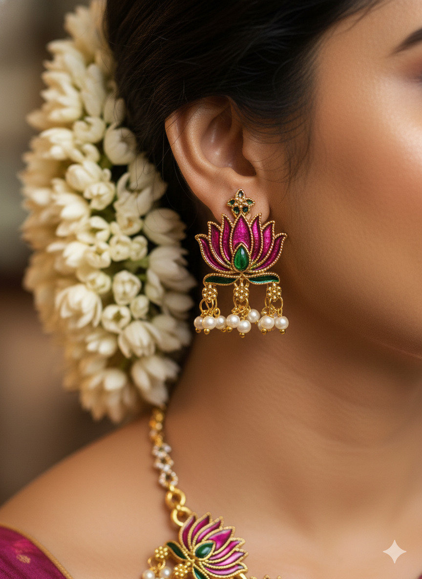 Lotus Radiance Pearl Necklace Set