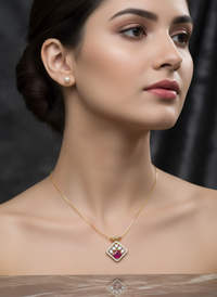 Ruby Crown Diamond Pendant Necklace