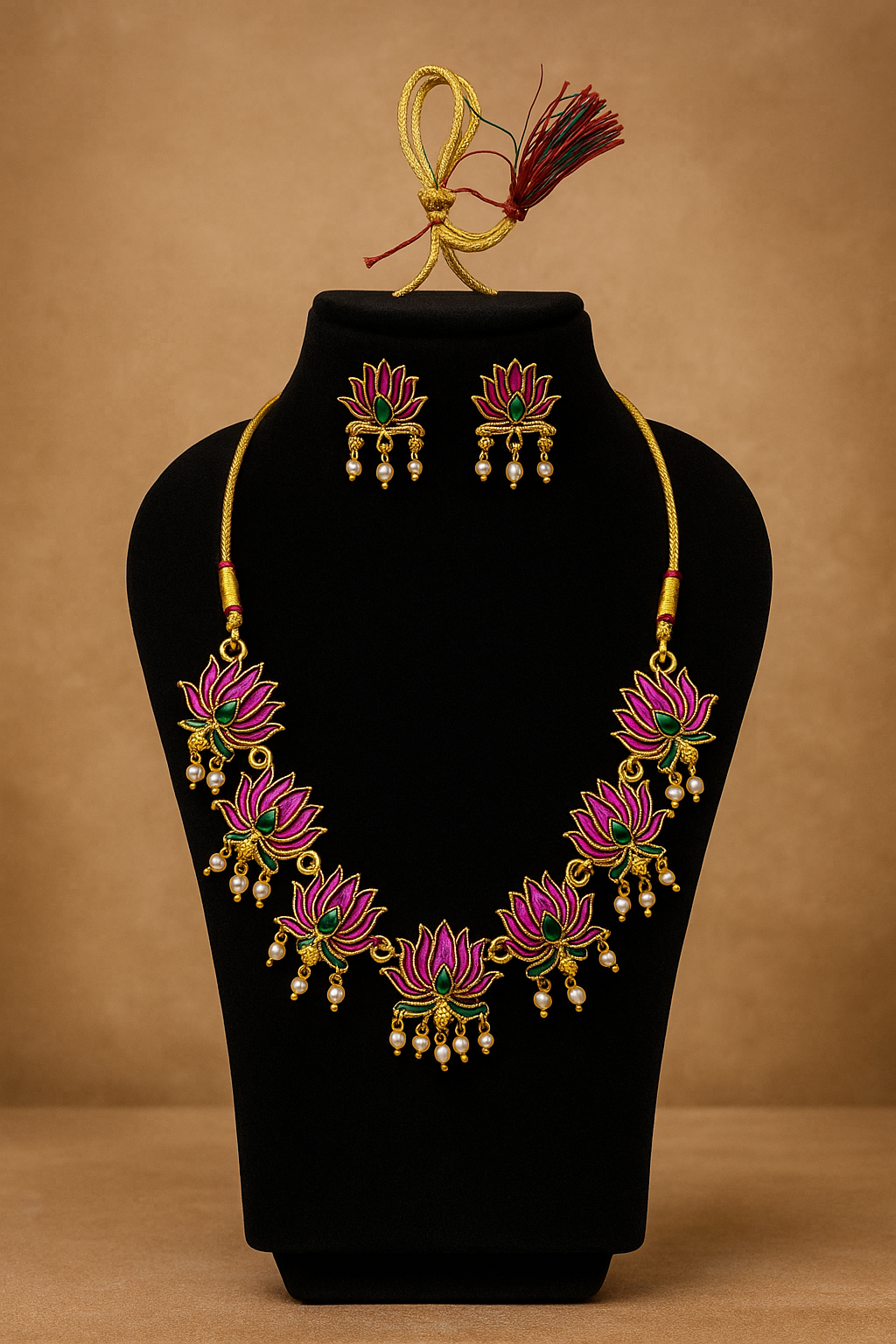 Lotus Radiance Pearl Necklace Set