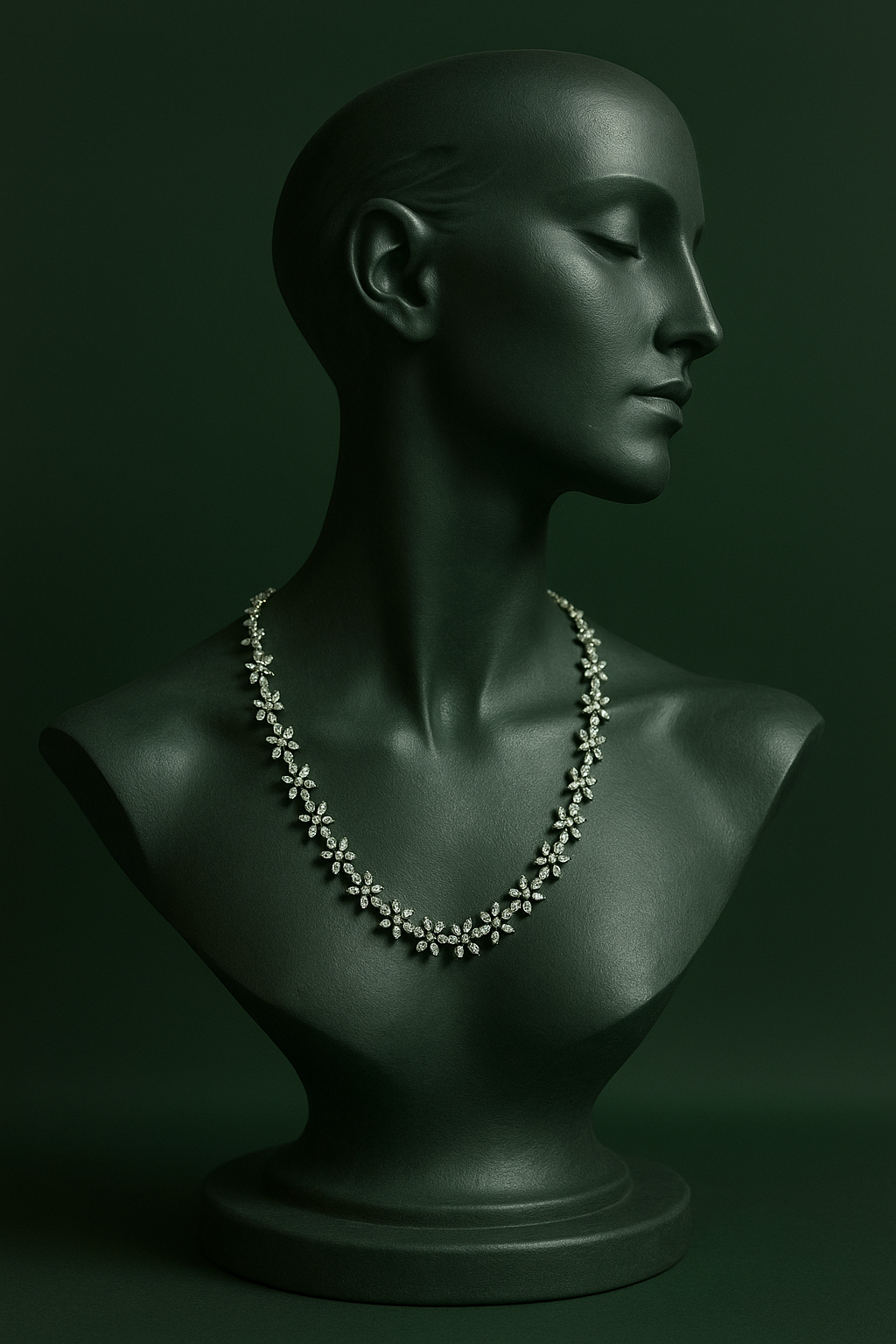 Diamond Blossom Necklace & Stud Earring Set